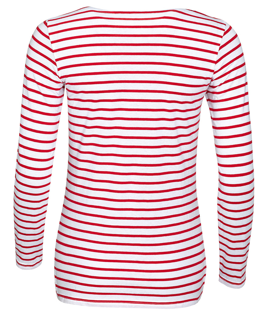 SOL'S Ladies Marine Long Sleeve Striped T-Shirt