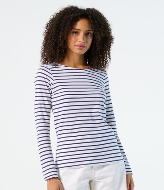 SOL'S Ladies Marine Long Sleeve Striped T-Shirt