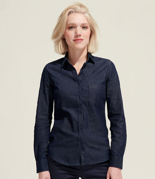 SOL'S Ladies Barry Long Sleeve Denim Shirt