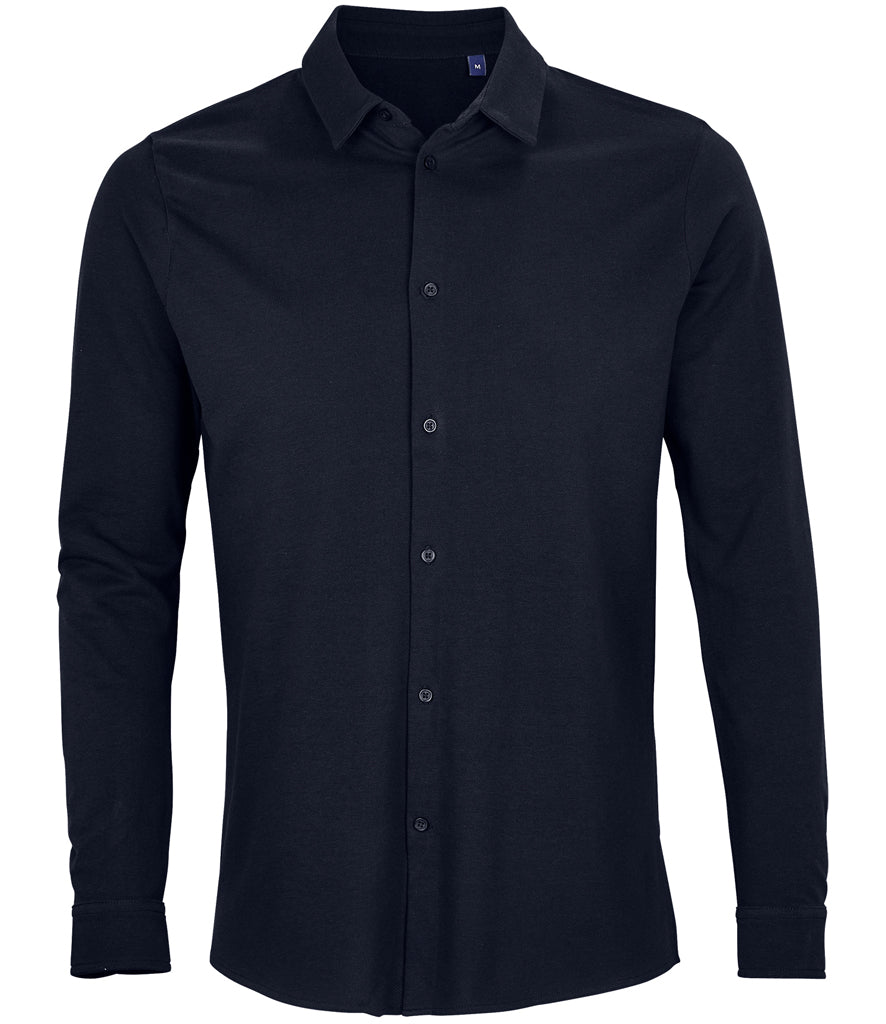 NEOBLU Basile Organic Cotton Long Sleeve Piqué Shirt