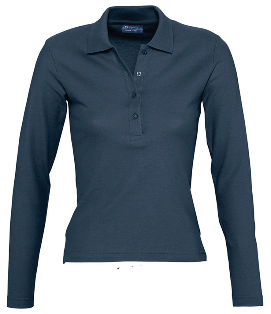 SOL'S Ladies Podium Long Sleeve Cotton Piqué Polo Shirt