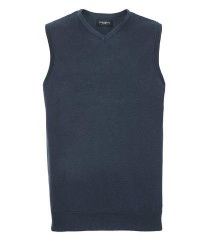 Russell Collection Sleeveless Cotton Acrylic V Neck Sweater