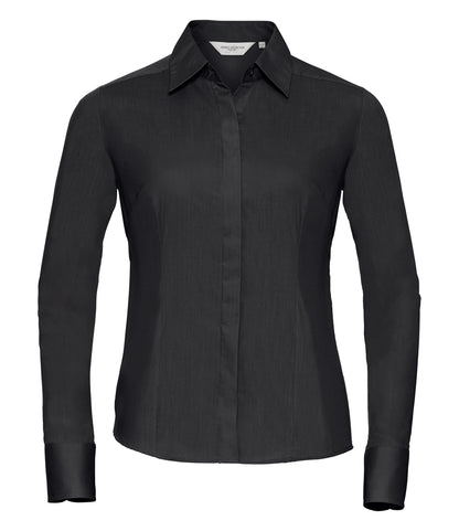 Russell Collection Ladies Long Sleeve Fitted Poplin Shirt