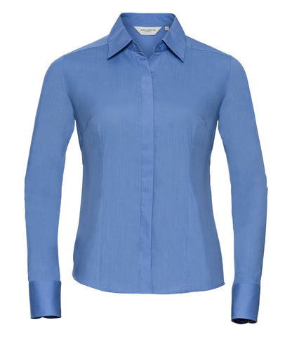 Russell Collection Ladies Long Sleeve Fitted Poplin Shirt