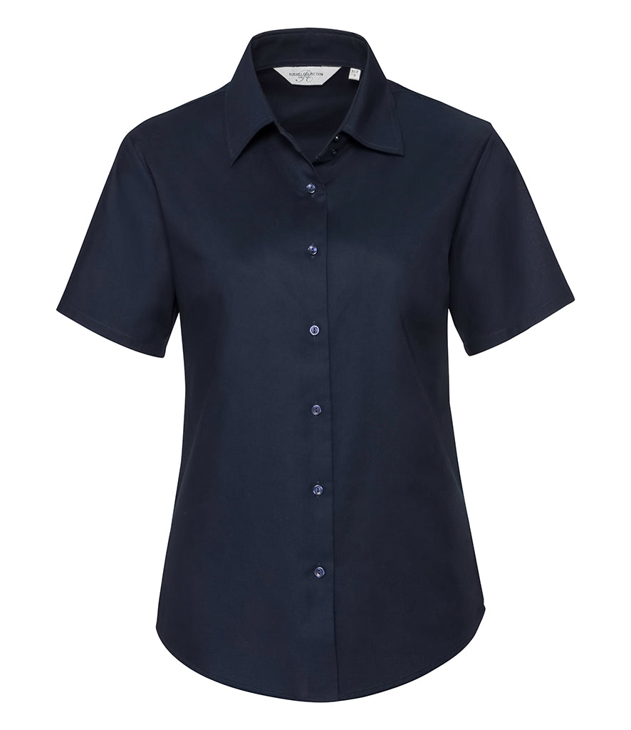 Russell Collection Ladies Short Sleeve Easy Care Oxford Shirt