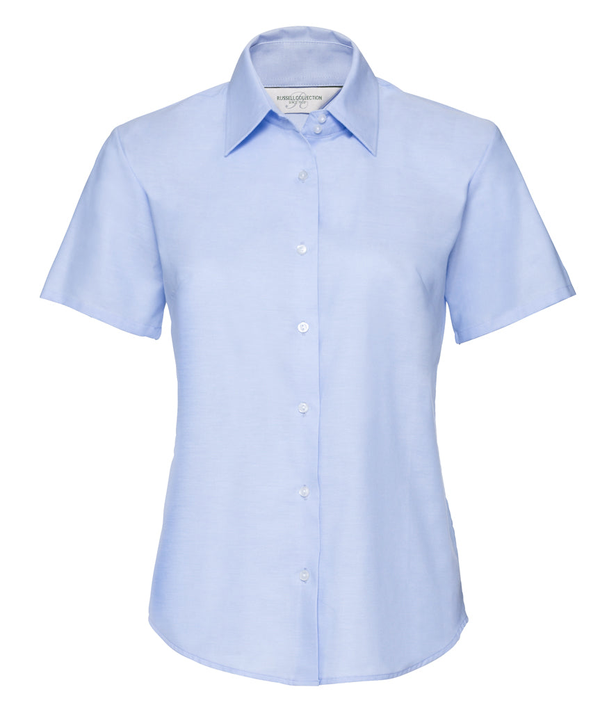 Russell Collection Ladies Short Sleeve Easy Care Oxford Shirt