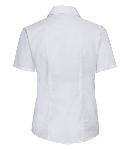 Russell Collection Ladies Short Sleeve Easy Care Oxford Shirt