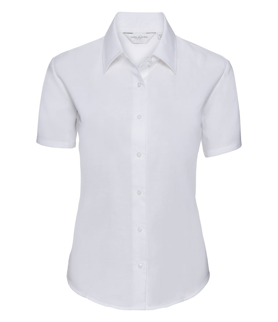 Russell Collection Ladies Short Sleeve Easy Care Oxford Shirt