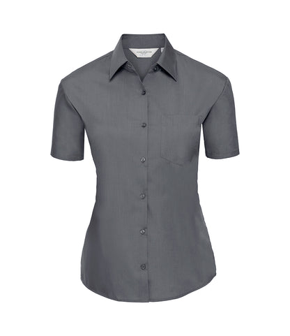 Russell Collection Ladies Short Sleeve Easy Care Poplin Shirt