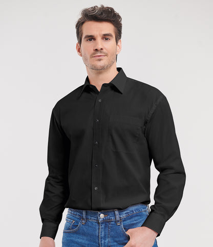 Russell Collection Long Sleeve Easy Care Cotton Poplin Shirt