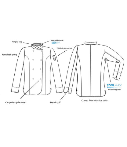 Dennys Ladies Long Sleeve Premium Chef's Jacket