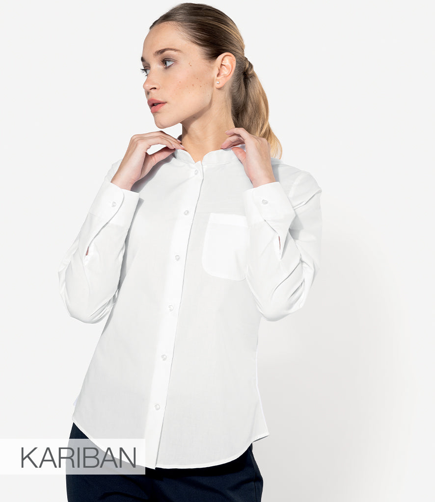 Kariban Ladies Long Sleeve Mandarin Collar Shirt