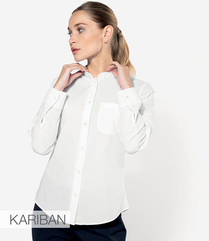 Kariban Ladies Long Sleeve Mandarin Collar Shirt