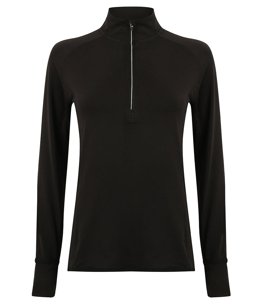 Tombo Ladies Long Sleeve Zip Neck Performance Top