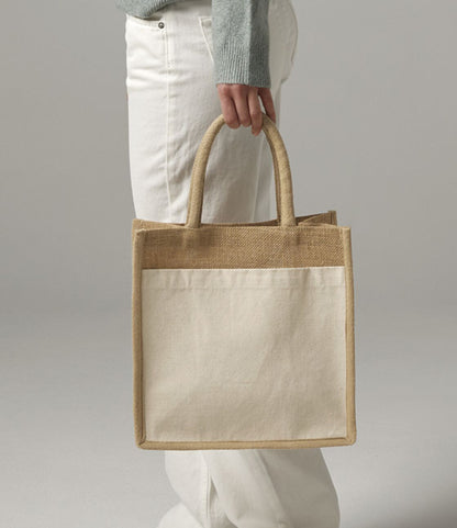 Westford Mill Cotton Pocket Natural Starched Jute Midi Tote Bag