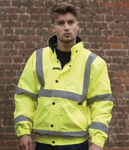 Warrior Hi-Vis Fleece Lined Bomber Jacket